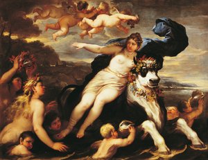 Bortførelse af Europa, af Luca Giordano (1634-1705), olie på lærred af Luca Giordano