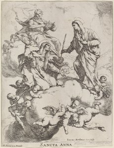 Sankt Anne modtaget af jomfruen og Kristus af Luca Giordano
