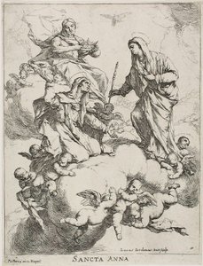 Sankt Anne modtaget i himlen af Kristus og jomfruen af Luca Giordano