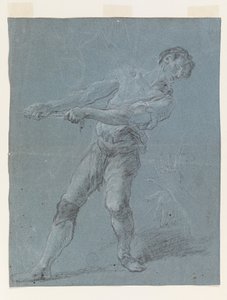 Ung mand trækker i et reb af Luca Giordano