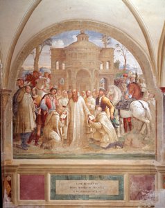 Benedikt sender Maurus i Frankrig og Placid på Sicilien (Benedict sender Maurus i Frankrig og Placid på Sicilien) Fresko af klostret lavet af Luca Signorelli, der fortæller om livet for Sankt Benedikt af Nursie (480 - 567), grundlægger af Benediktinerorden af Luca Signorelli