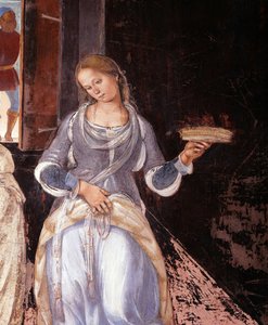 Benedikt fortalte munkene, hvor og hvornår de spiste uden for klostret. Detail Cloister fresco lavet af Luca Signorelli (1445 ca-1523), der fortæller om livet for Saint Benedict of Nursie (480 - 567) grundlægger af Benediktinerordenen 1497-1498 Abbey of Mo af Luca Signorelli