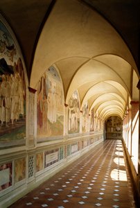 Indvendig udsigt af Benediktinerklosteret Monte Oliveto Maggiore i Siena af Luca Signorelli