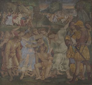Kyskhedens triumf: Kærlighed afvæbnet og bundet fresker fra Palazzo del Magnifico, Siena, 1509 af Luca Signorelli