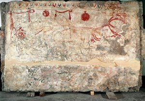En quadrige Lucanian fresko fra det 4. århundrede f.Kr., fra nekropolis i Paestum, Italien. Nationalt Arkæologisk Museum, Paestum