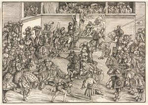 Den anden turnering med Sampson og Løvens Tapestry af Lucas Cranach
