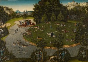 En hjortejagt med kurfyrst Friedrich den Vise af Lucas Cranach the Elder