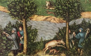 En hjortejagt med kurfyrst Friedrich den Vise
 detalje af Lucas Cranach the Elder