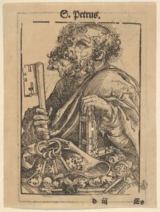 Buste af Sankt Peter, fra den store serie af Wittenberg-relikvier, verso: Martin Luther..., 1509. af Lucas Cranach the Elder