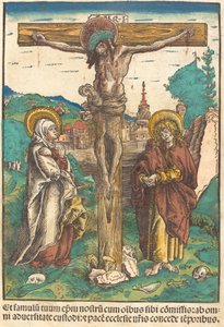 Kristus på korset mellem jomfruen og Johannes af Lucas Cranach the Elder