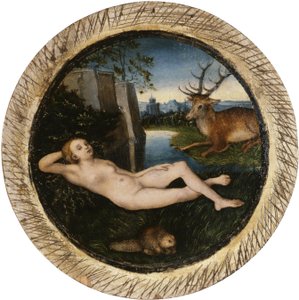 Tysk: Hvilende forårsnymfe Liggende nymfe af Lucas Cranach the Elder