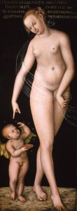 Tysk: Venus und Amor als Honigdieb Venus med Amor, der stjæler honning af Lucas Cranach the Elder