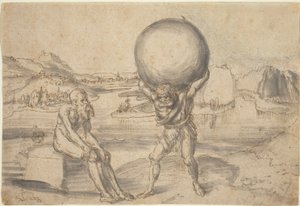 Hercules relieving Atlas of the Globe af Lucas Cranach the Elder