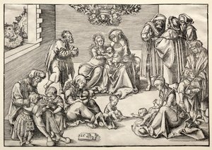 Den hellige familie og slægtninge. af Lucas Cranach the Elder