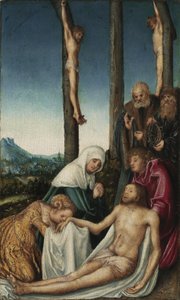 Klagesangen med de to korsfæstede tyveknægte af Lucas Cranach the Elder