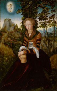 Magdalena sidder foran et træ af Lucas Cranach the Elder