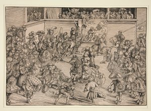 Den anden turnering (med Samsons og løvens billedtæppe) af Lucas Cranach the Elder
