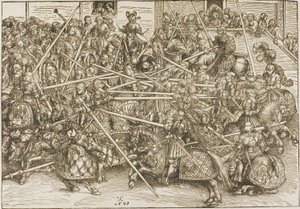 Den tredje turnering med riddere, der bryder lanser af Lucas Cranach the Elder