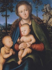 Jomfruen og barnet med Johannesbarnet af Lucas Cranach the Elder