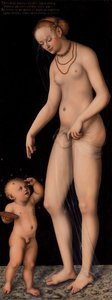 Venus med Amor som honningtyv af Lucas Cranach the Elder