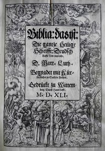 Coverdesign Biblia af Martin Luther, 1541.