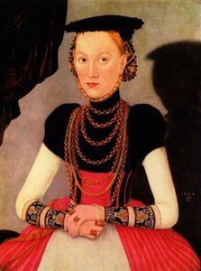 Tysk: Weibliches Bildnis / Bildnis einer Frau (eine geborene Hoffmann aus Leipzig) Kvindeportræt / Portrait of a Woman (a Hoffmann by birth from Leipzig) af Lucas Cranach the Younger