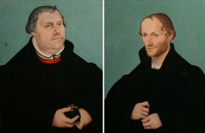 Portræt af Martin Luther amp; Portræt af Philippe Melanchthon af Lucas Cranach the Younger