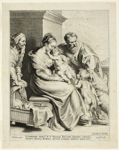 Den hellige familie med Sankt Elisabeth og spædbarnet Johannes Døberen af Lucas Emil Vorsterman