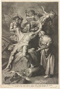 Job plaget af dæmoner og misbrugt af sin kone af Lucas Emil Vorsterman after Sir Peter Paul Rubens