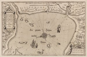 Søkort over Riga-bugten, kartografi. af Lucas Jansz. Waghenaer