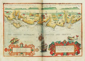 Englands kyster mellem Isle of Wight og Dover, med de vigtigste havne i henhold til deres beliggenhed og udseende, ca. 1588 (kort)
