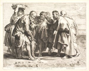 St. Peter finder skattens mønt i en fisk af Lucas Vorsterman