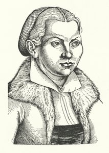 Katharina von Bora, hustru til den tyske protestantiske reformator Martin Luther (stik)