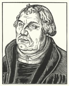 Portræt af den tyske protestantiske reformator Martin Luther senere i livet (stik)