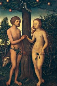 Adam og Eva, af Lucas Cranach Elder (1472-1553) af Lucas the Elder Cranach