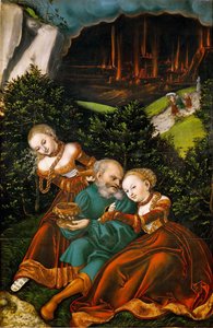 Loth et ses filles - Lot og hans døtre - Lucas Cranach, den ældre (1472-1553). Olie på træ af Lucas the Elder Cranach