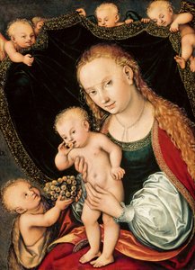 Madonna og barnet med den unge Johannes Døberen, efter 1537 (olie på panel) af Lucas the Elder Cranach