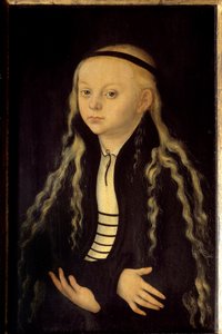 Portræt af Magdalena Luther (1529-1542) datter af Martin Luther Maleri af Lucas Cranach den Gamle (eller den ældre)