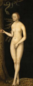 Renæssance: The Fall of Man: Eve par Cranach, Lucas, the Elder (1472-1553), ca 1510-1520. Olie på træ af Lucas the Elder Cranach