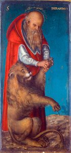 ""Saint Jerome"" Maleri af Lucas Cranach den Ældre (1472-1553) - 1515 - Olie på træ Dim 24,5x11,5 cm Kunsthistorisk Museum, Wien af Lucas the Elder Cranach
