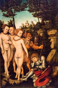 Dommen i Paris, 2. fjerdedel af det 16. århundrede (Tempera og olie på rødt bøgetræ) af Lucas the Elder Cranach