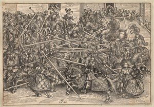 Tournoi - Turnering - Cranach, Lucas, den ældre (1472-1553) - 1509 - Træsnit - 29,5x42,5 - Privat samling af Lucas the Elder Cranach