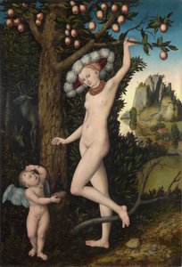 Venus og Amor, ca. 1525 (olie på træ) af Lucas the Elder Cranach