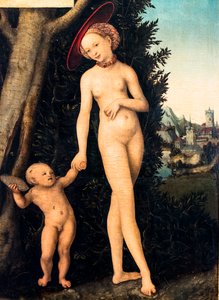Venus og Amor stjæler honning, detalje af Lucas the Elder Cranach