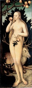 ""Eve"" Maleri af Lucas Cranach II den yngre (1515-1586) Efter 1537 Dim 171 x 63 cm Tyskland Dresden State Art Collections