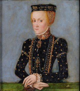 Portræt af Anna Jagiellon (1523-1596), dronning af Polen, ca. 1565 (olie på tinplade)