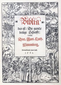 Title page, with a fine pictorial border from "Biblia, das ist: Die gantze heilige Schrifft: Deudsch", translated by Martin Luther, 1560-1561dani