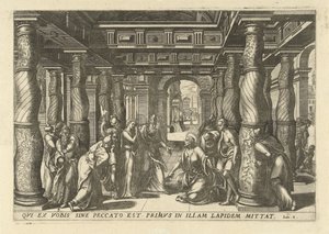 Christ en de overspelige kvinde De tretten mest elegante og udsmykkede ikoner i Det Nye Testamente i templet (serietitel) af Lucas van Doetechum