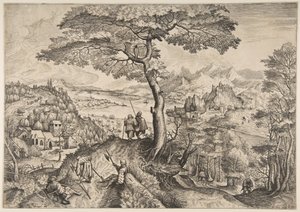 Soldiers at Rest Milites Requiescentes fra The Large Landscapes, ca. 1555-56 af Lucas van Doetecum