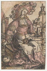 spindende kvinde af Lucas van Leyden (attributed to)